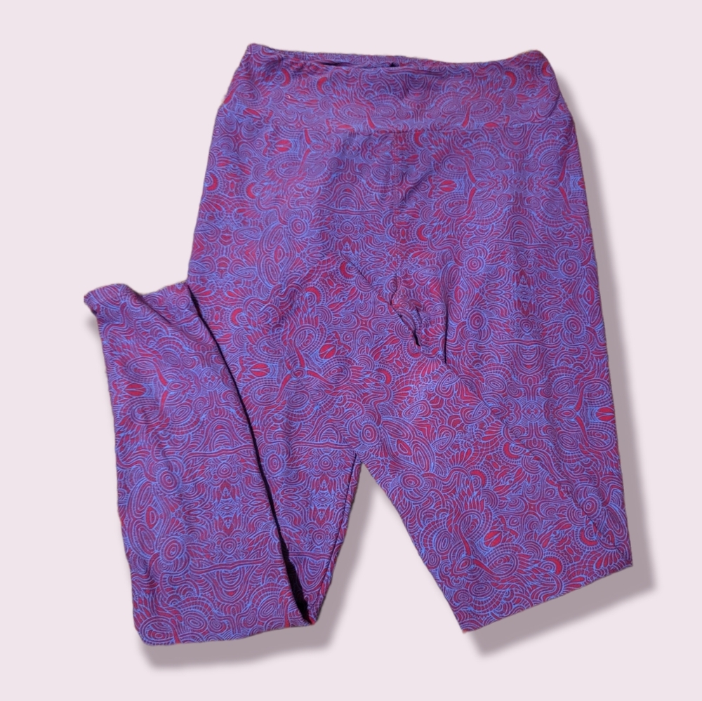 LuLaRoe One Size Purple and Blue Leggings NWOT